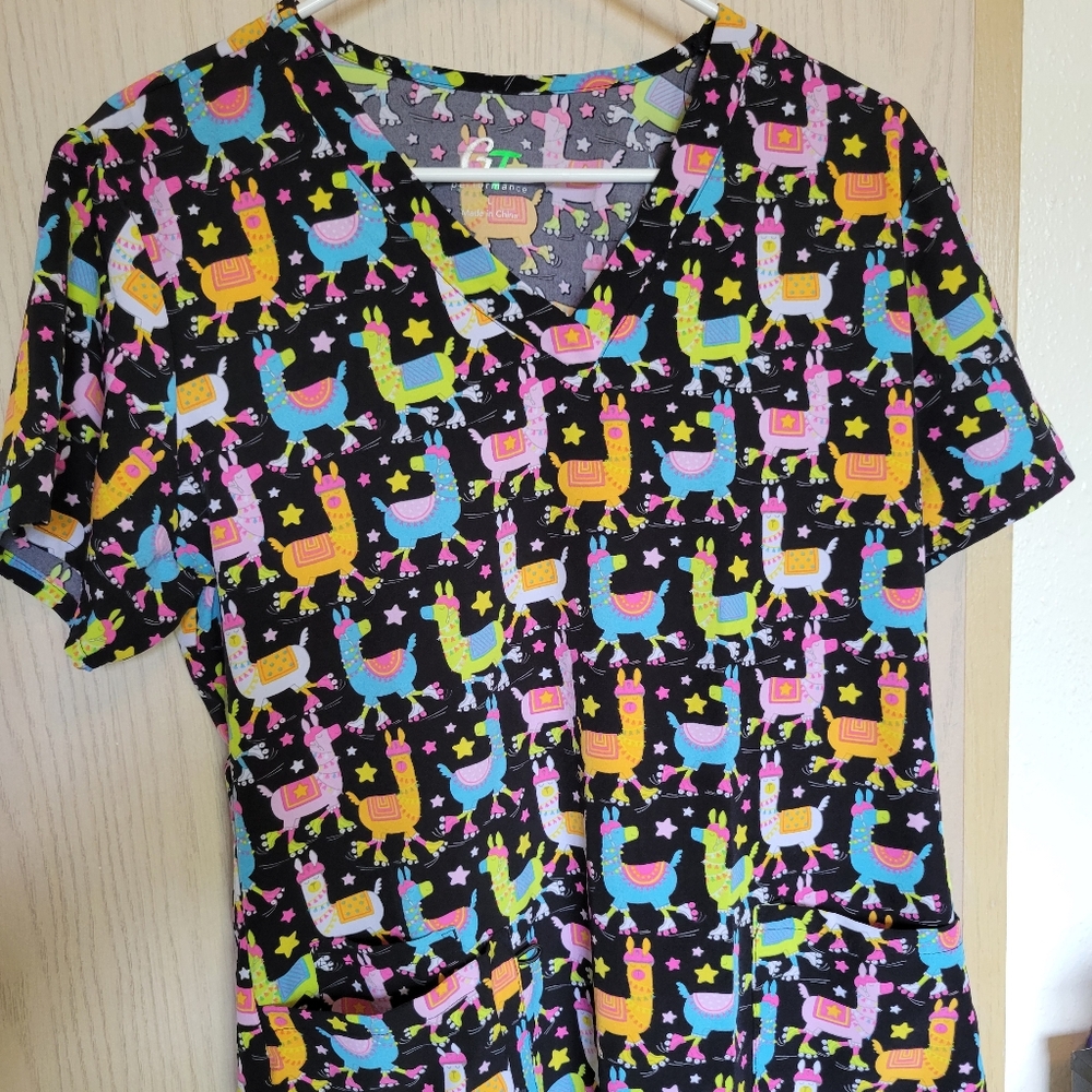 Llama Scrub Top